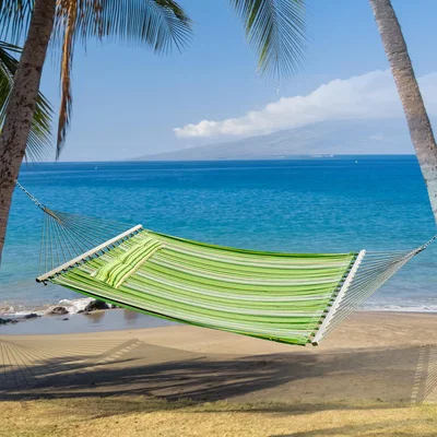 The Range Outdoor 2 Person Double Hammock - Green, Yellow, White