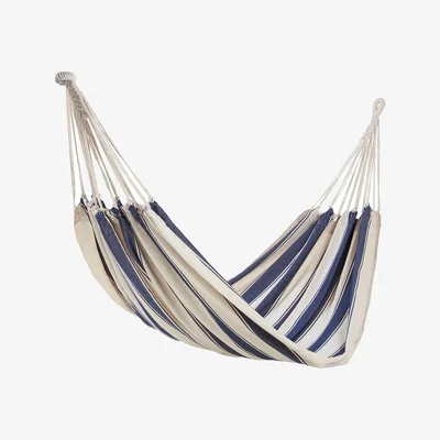 The Range 2 Seater Hammock for Garden with Rope Attachments and Travel Bag - White and Blue
