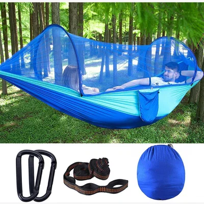 The Range Automatic Hammock With Mosquito Net - Single Blue / 250cm
