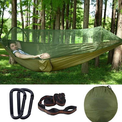 The Range Automatic Hammock With Mosquito Net - Double Army Green / 290cm