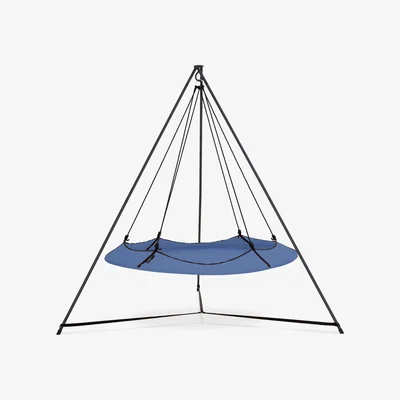 The Range Hangout Pod Circular Family Hammock Bed and Stand Set - Ink Blue & Black