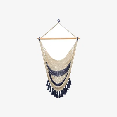 Wolf & Badger Neutrals / Blue Colonial Navy Blue Cotton Hammock Swing With Tassels Artissanos