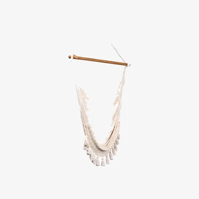 Wolf & Badger Neutrals Boho Natural Cotton Hammock Swing With Tassels Artissanos