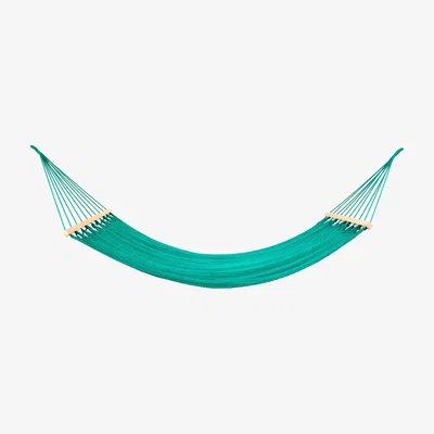 Wolf & Badger Teal Green Cotton Hammock - Teak Wooden Bar Artissanos