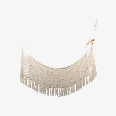 Wolf & Badger Boho Natural Cotton Hammock With Macrame Fringe - Neutrals Artissanos
