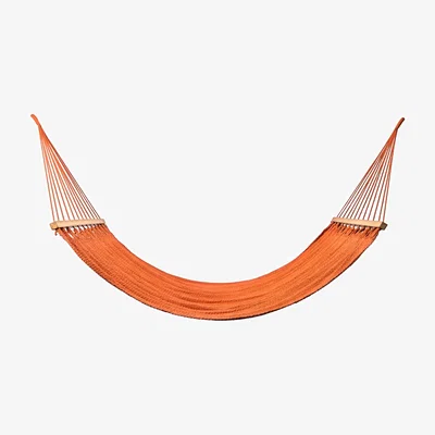 Wolf & Badger Yellow / Orange Vivid Orange Cotton Hammock - Teak Wooden Bar Artissanos