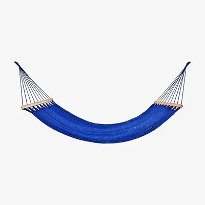 Wolf & Badger Cobalt Blue Cotton Hammock - Teak Wooden Bar Artissanos