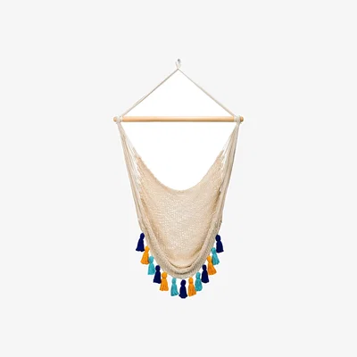 Wolf & Badger Neutrals Deluxe Natural Cotton Hammock Swing With Hue Inspired Tassels Artissanos