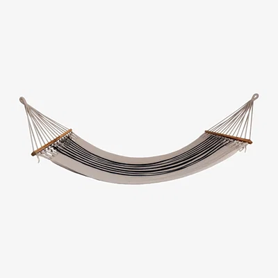 Wolf & Badger Neutrals / Blue Triple Weave Colonial Cotton Hammock - Teak Wooden Bar Artissanos