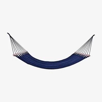 Wolf & Badger Navy Blue Cotton Hammock With Teak Wooden Bar Artissanos