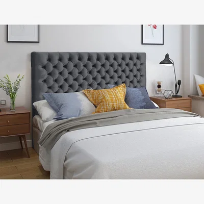 The Range Elba Plush 26 inch Strutted Headboard - Steel / Small Single