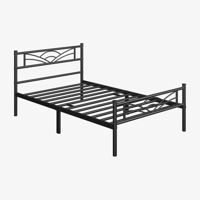 The Range Metal Bed Frame with Cloud-inspired Design Headboard - Black / Single