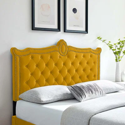 The Range Lika Plush 26 inch Strutted Headboard - Mustard / Single
