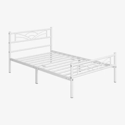 The Range Metal Bed Frame with Cloud-inspired Design Headboard - White / Single