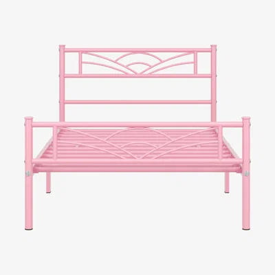 The Range Metal Bed Frame with Cloud-inspired Design Headboard - Pink / Single
