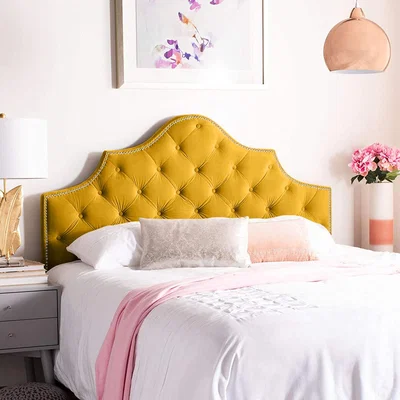 The Range Gemia Plush 26 inch Strutted Headboard - Mustard / Small Single