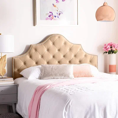 The Range Gemia Plush 26 inch Strutted Headboard - Mink / Single