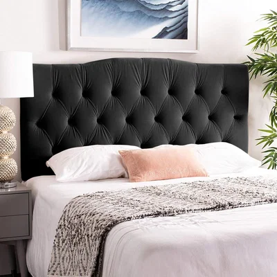 The Range Emia Plush 26 inch Strutted Headboard - Black / Small Single