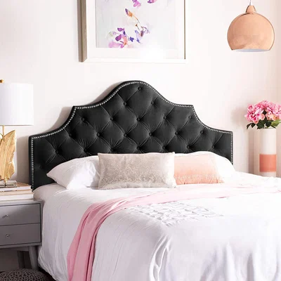 The Range Gemia Plush 26 inch Strutted Headboard - Black / Single