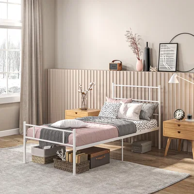 The Range Single Metal Bed Frame with Headboard and Footboard - Black