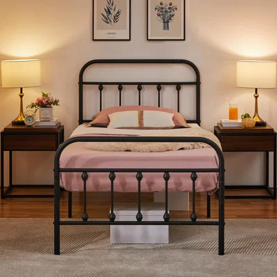 The Range Bed Frame with High Headboard and Footboard - Black / Single