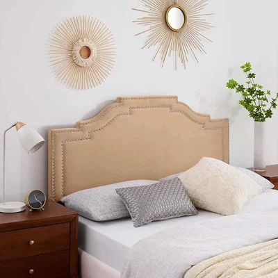 The Range Enrico Plush 26 inch Strutted Headboard - Mink / Small Single
