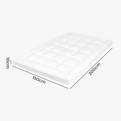 The Range 10cm Washable Microfibre Mattress Topper with Strap - White / King