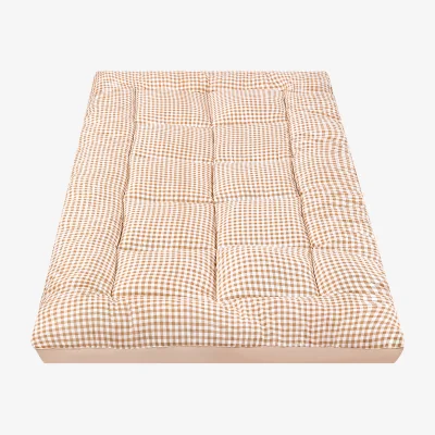 The Range 10cm Thick Quilted Mattress Topper with Elastic Straps - Light Brown / 137cm / Double