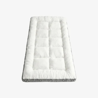 The Range 10cm Plush Quilted Mattress Topper with Elastic Straps - White + Grey / 190cm / 90cm