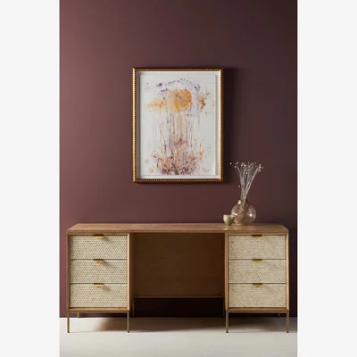 Anthropologie Pisces Oak Wood Desk with Drawers
