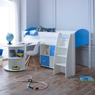Barker and Stonehouse Eli Single Midsleeper With Pull Out Desk & Cube Unit, Blue | Barker & Stonehouse