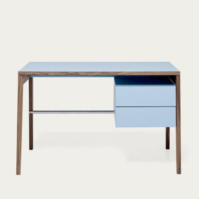 Bombinate.com Walnut/Blue Wood Writing Desk with Drawer