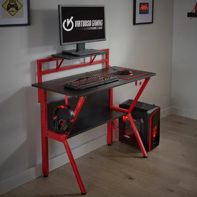 Dunelm Rogue Red Gaming Desk Red
