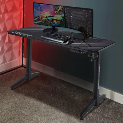 Dunelm X Rocker Stratos Dual Motor Height Adjustable Gaming Desk Black