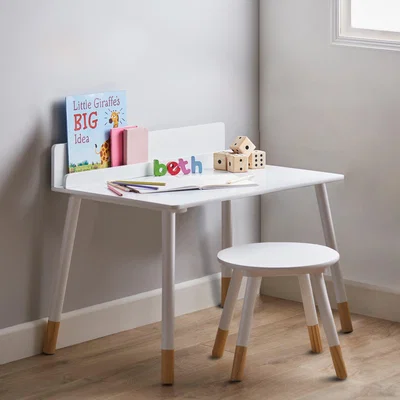 Dunelm Small White Desk and Stool Set White