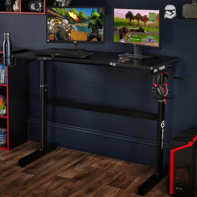 Dunelm Ergonomic Sit-Standing Adjustable Gaming Desk Black/Red