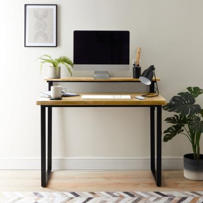 Dunelm Freddie Rustic Wood Effect Step Up Shelf Desk Dark Wood (Brown)