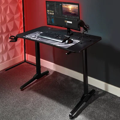 Dunelm X Rocker Panther Esports Gaming Desk Black