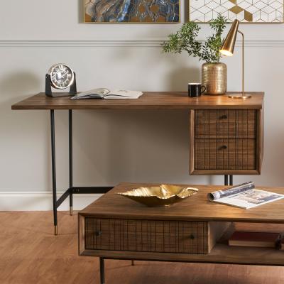 Dunelm Pacific Arte Desk, Dark Acacia Wood Brown