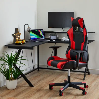 Dunelm Knowle Corner Gaming Desk Black