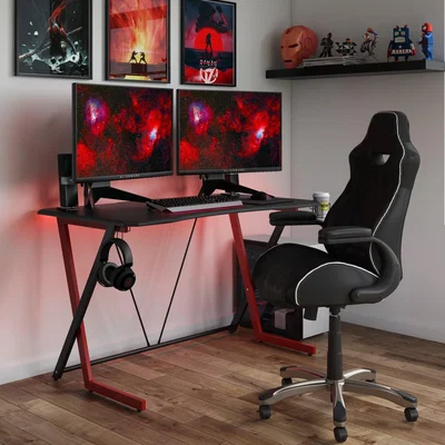 Dunelm Phantom Gaming Desk and Silverstone Chair Bundle Black