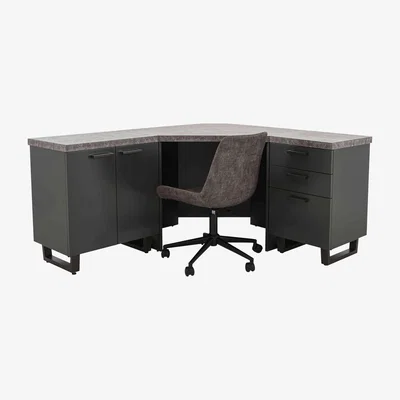Furniture Village Moon Corner Desk, Filing Cabinet, 2 Door Storage Unit and Rocket Office Chair