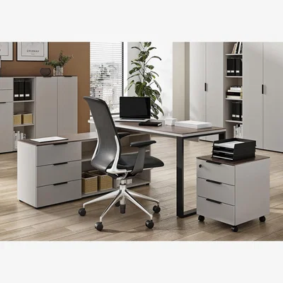 Furniture Village Aden Corner Desk with U-Shaped Leg and Storage Unit