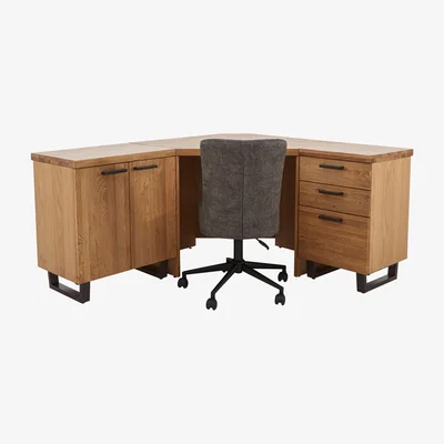 Furniture Village Earth Corner Desk, Filing Cabinet, 2 Door Storage Unit and Office Chair