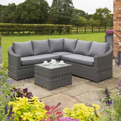 Furniture123 Rowlinson Rattan Garden Corner Sofa Set in Grey - Bunbury Range