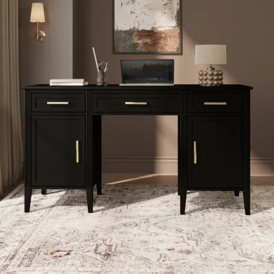 Furniture123 Black Office Desk with Drawers - Delilah