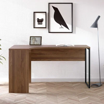 Furniture123 Corner Desk with Dark Wood Top & 2 Drawers - Function
