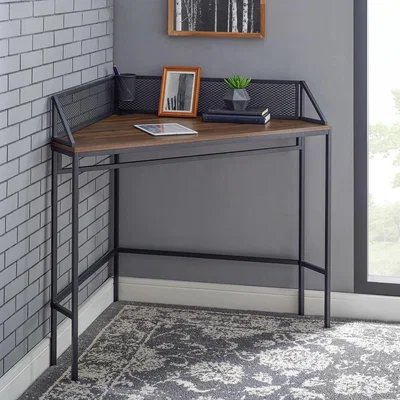 Furniture123 42 Industrial Corner Desk - Dark Walnut