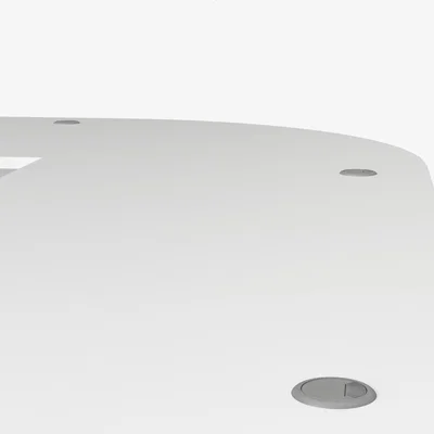 Furniture123 Prima Corner desk top in White with Silver grey steel legs