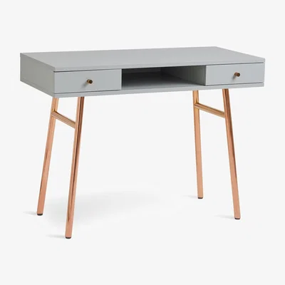 Habitat Habitat Valence 2 Drawer Office Desk - Grey & Rose Gold